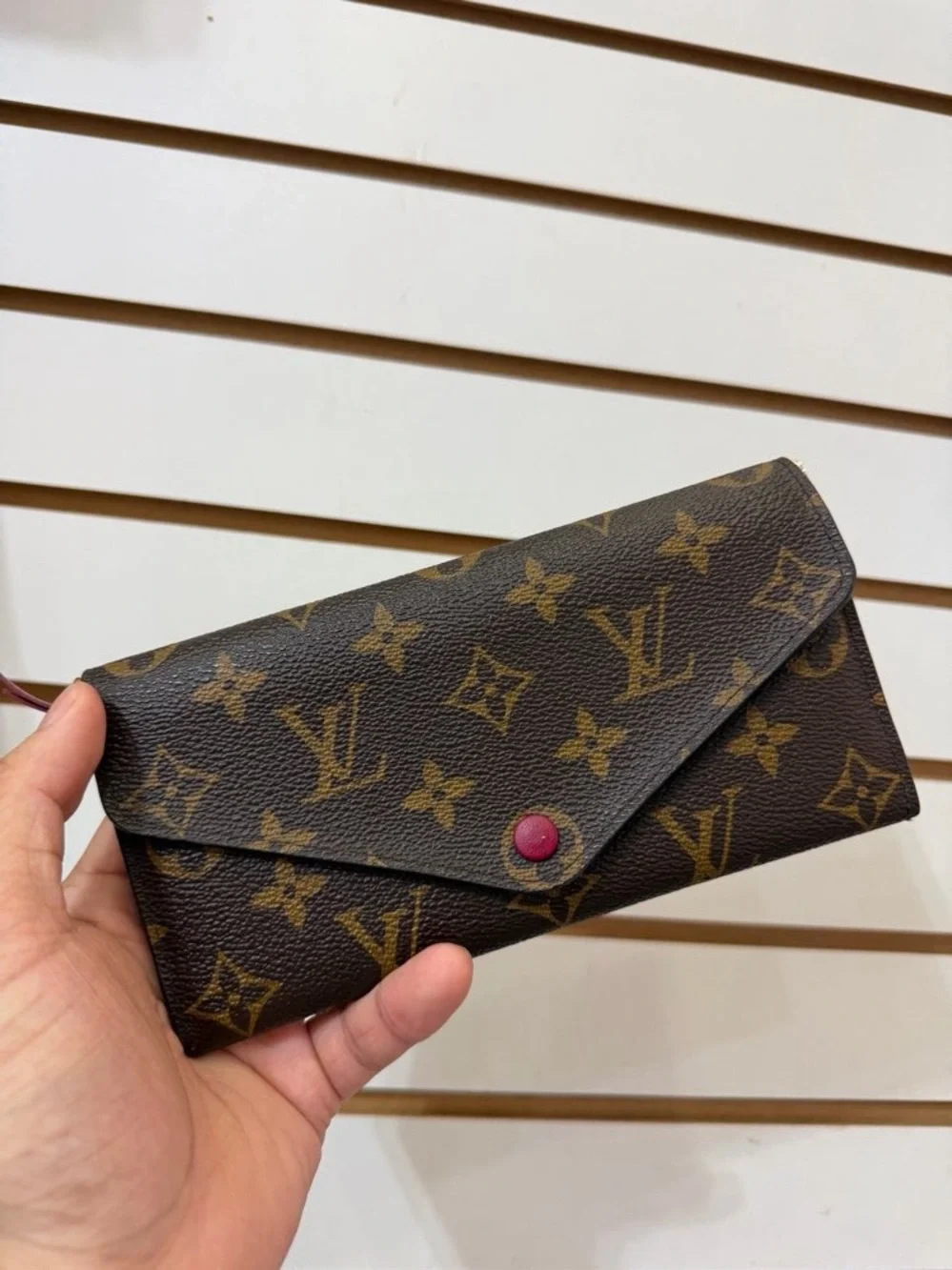Louis Vuitton Monogram Canvas Wallet with Burgundy Snap